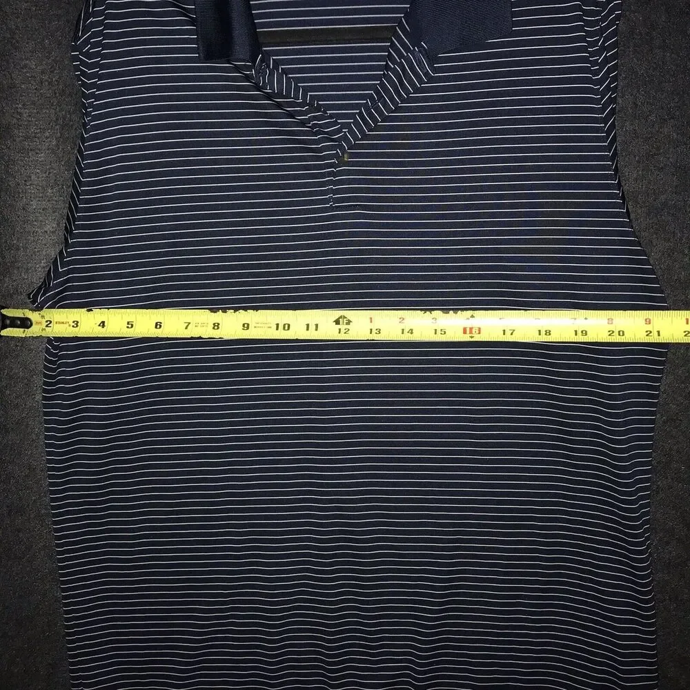 Nike‎ Shirt Golf Tour Performance Mens Large Blue White Stripe Short Sleeve Polo